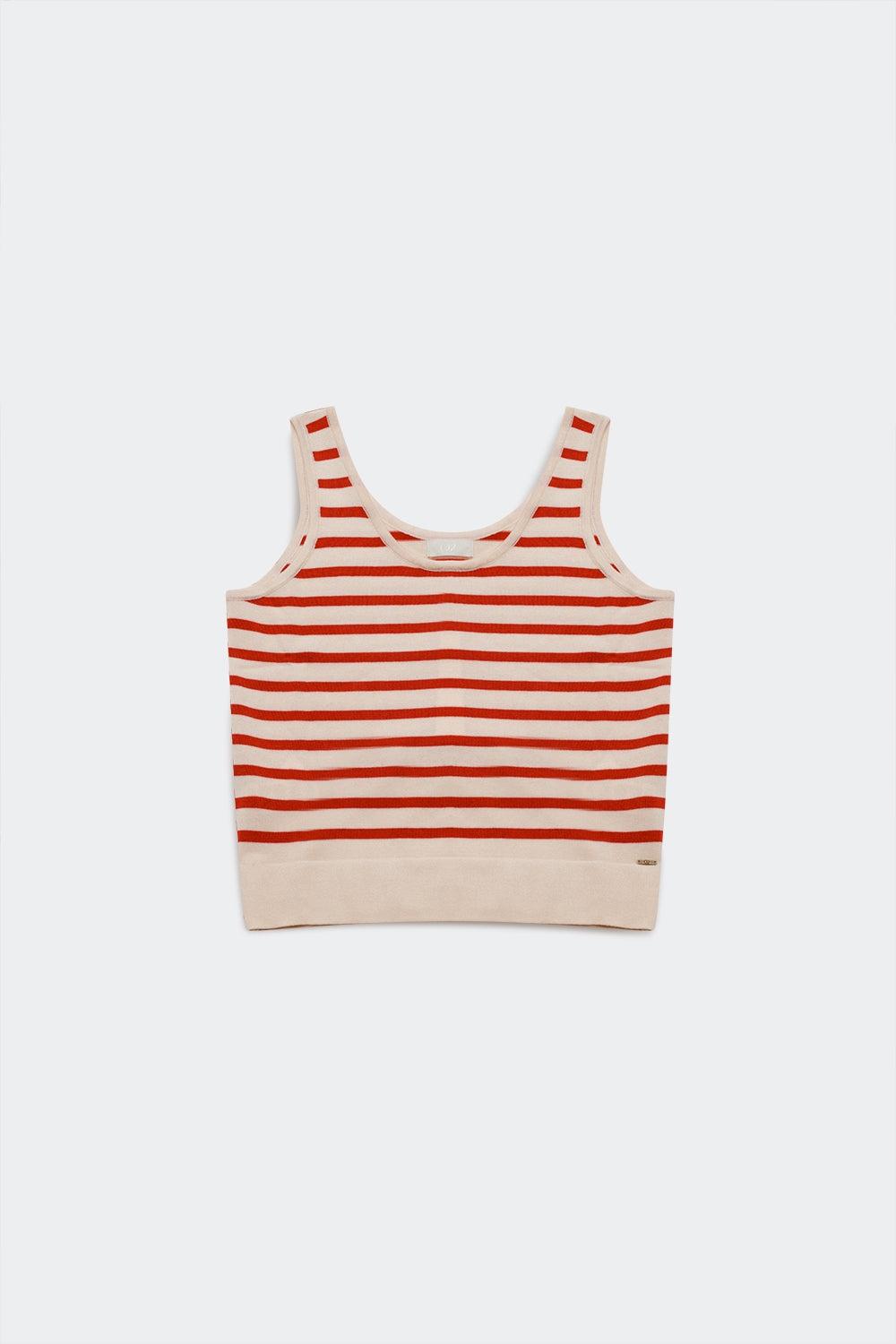 Top cropped às riscas em vermelho e branco