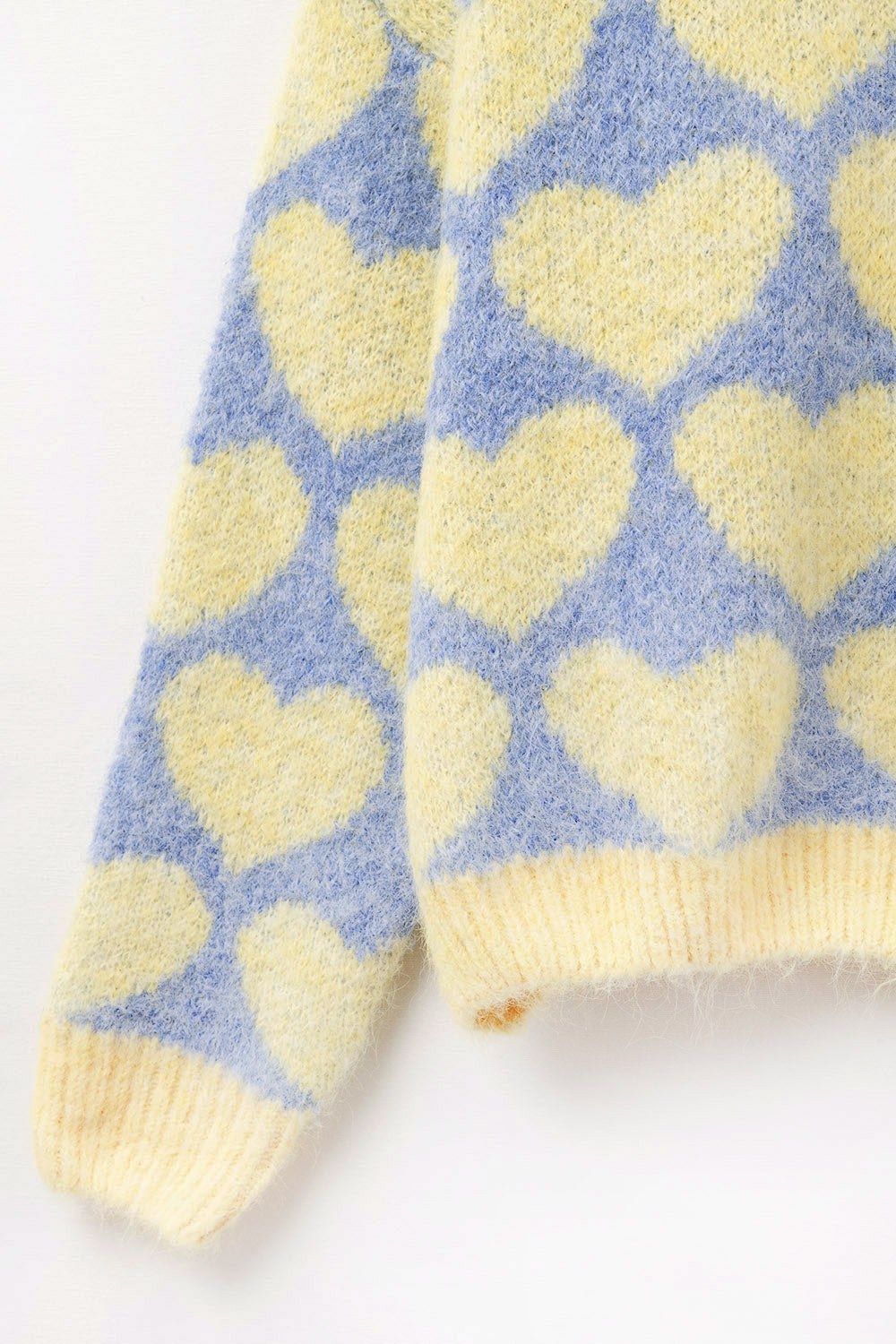 Super Soft Oversized blue Sweater With yellow Hearts