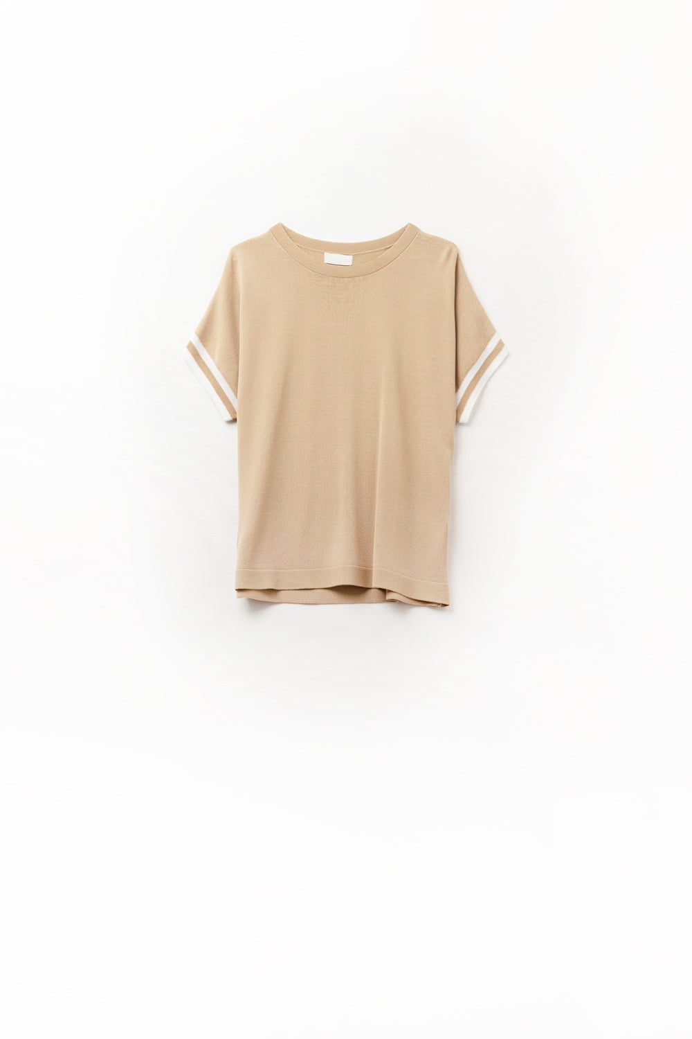 Sweater In Camel with white contrast detail