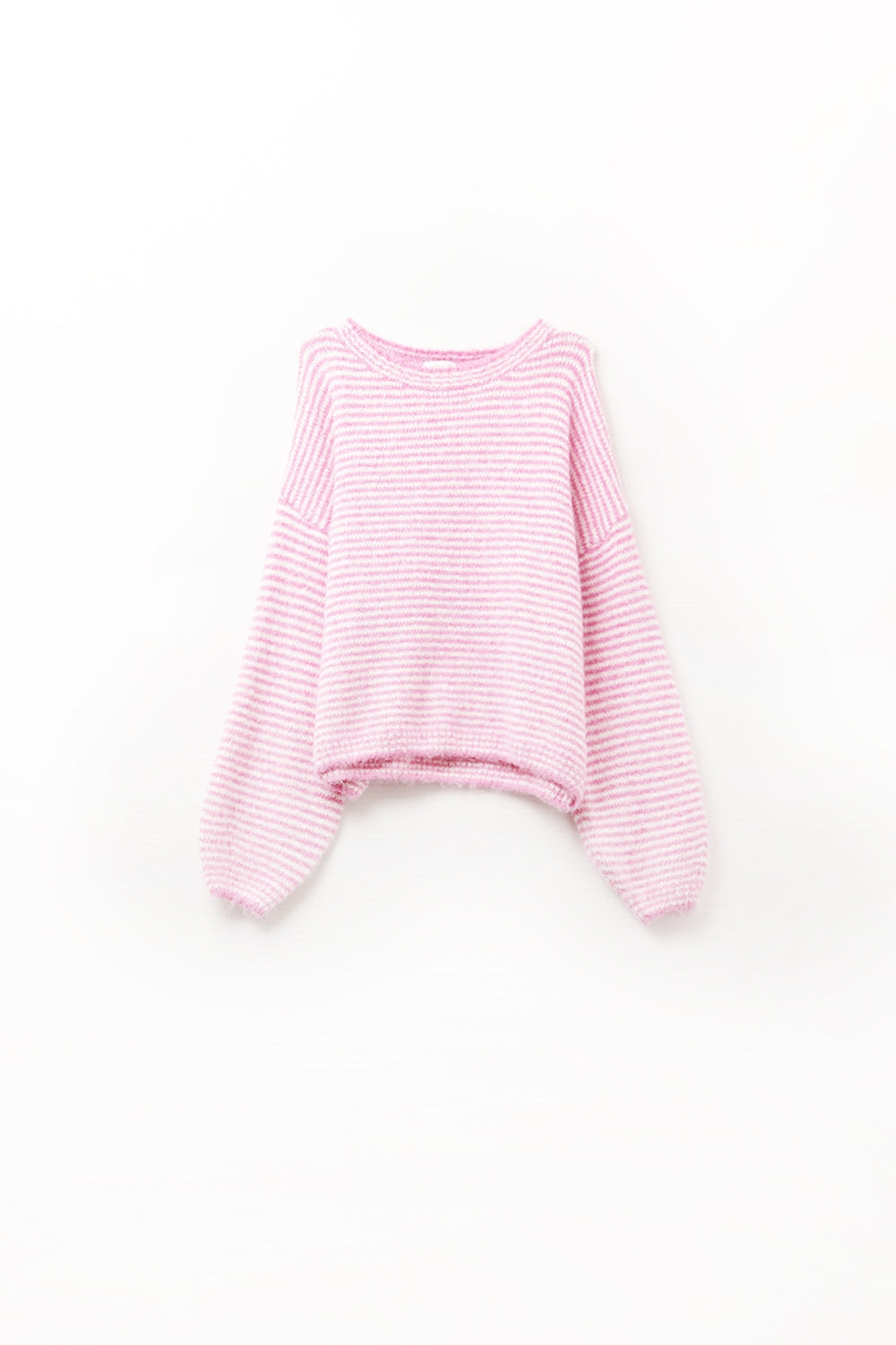 Sweater in Pink With White Stripes