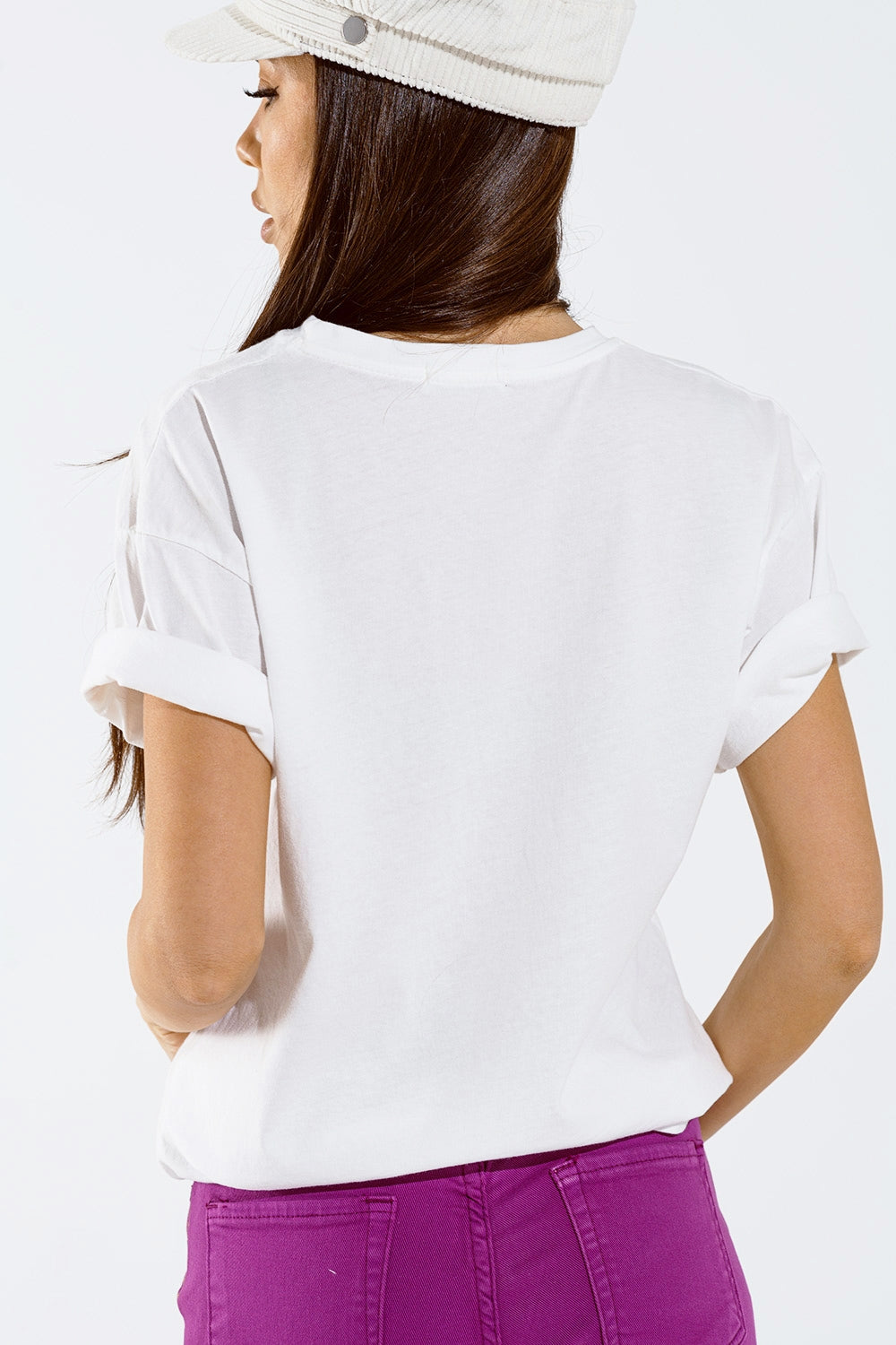 T-shirt com estampa digital LOVE art déco na cor branca