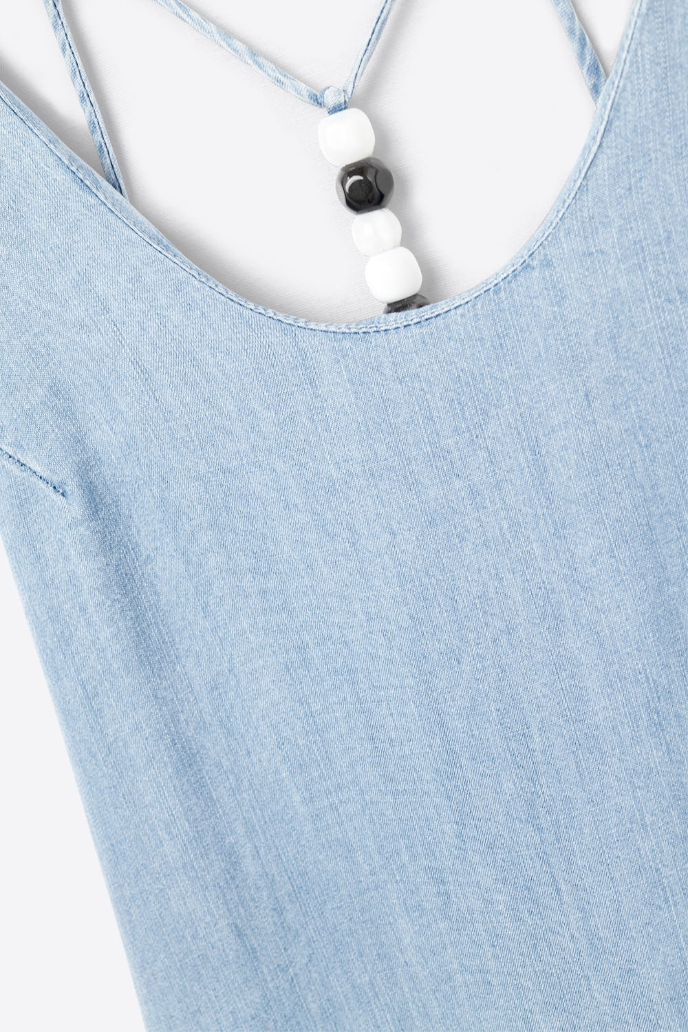 Tencel Light denim jurk met kralenbandjes