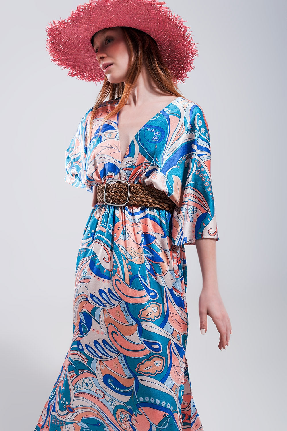 Tie back maxi dress in blue