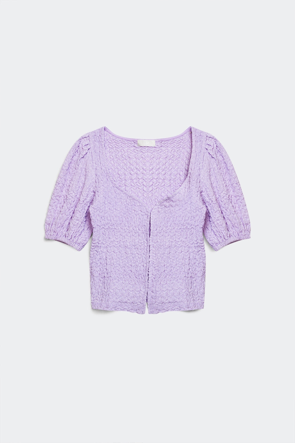 Top with balloon sleeves and hook and eye closure in lila