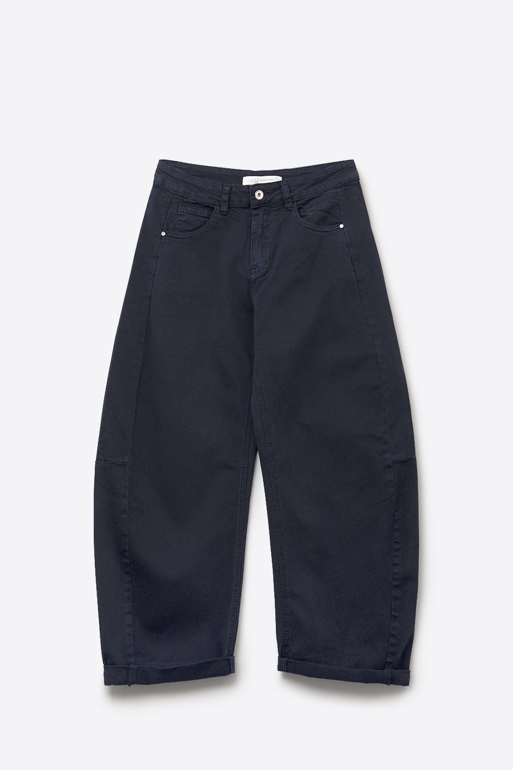 Trendy Navy Barrel Balloon Jeans with Pockets