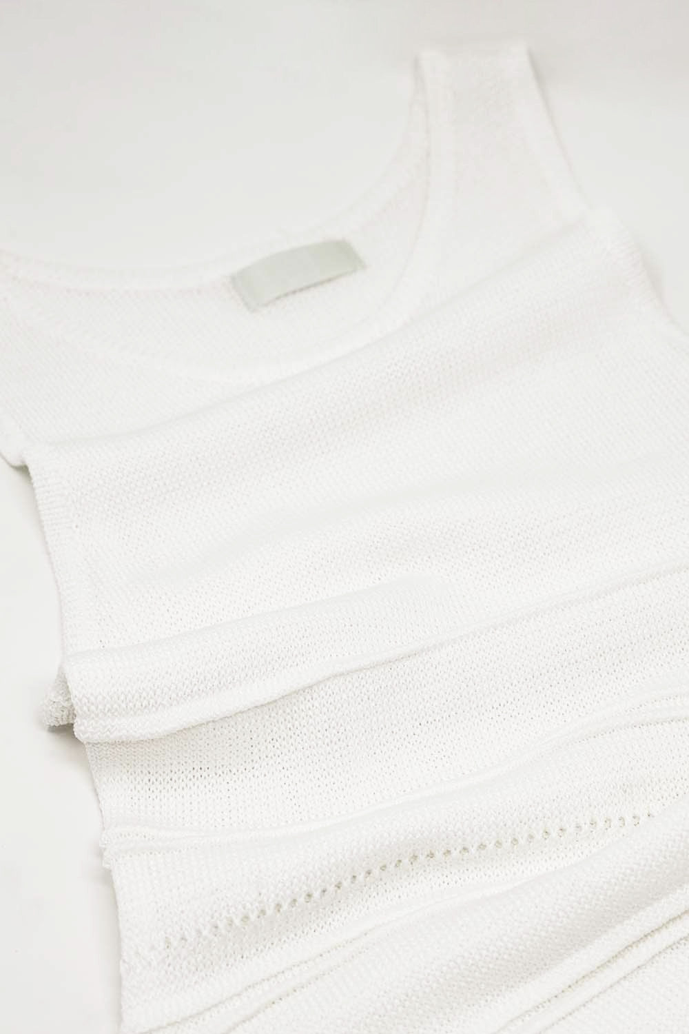 White Maxi Crochet Sleeveless Knitted Dress