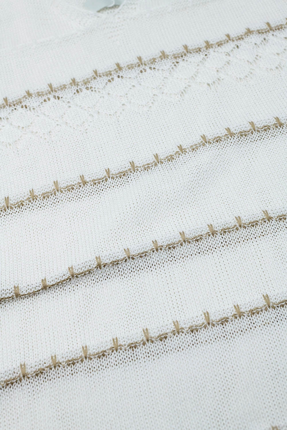 White Midi Sleeveless Dress With V-neck and Crochet Design