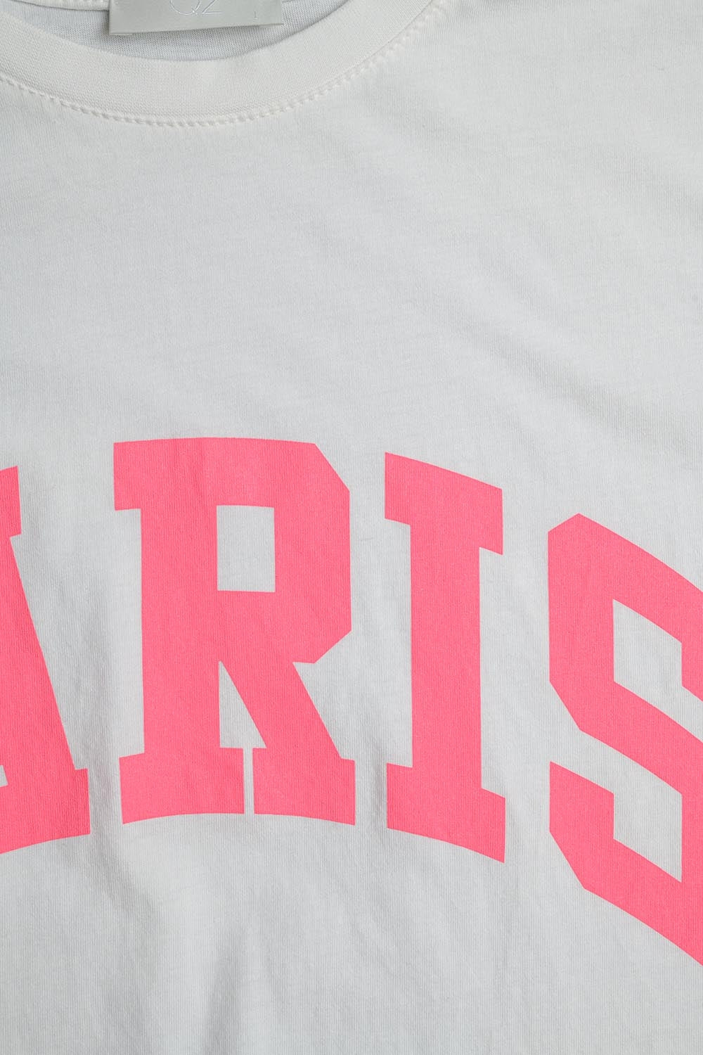 White Paris Relaxed T-shirt with Pink Letters