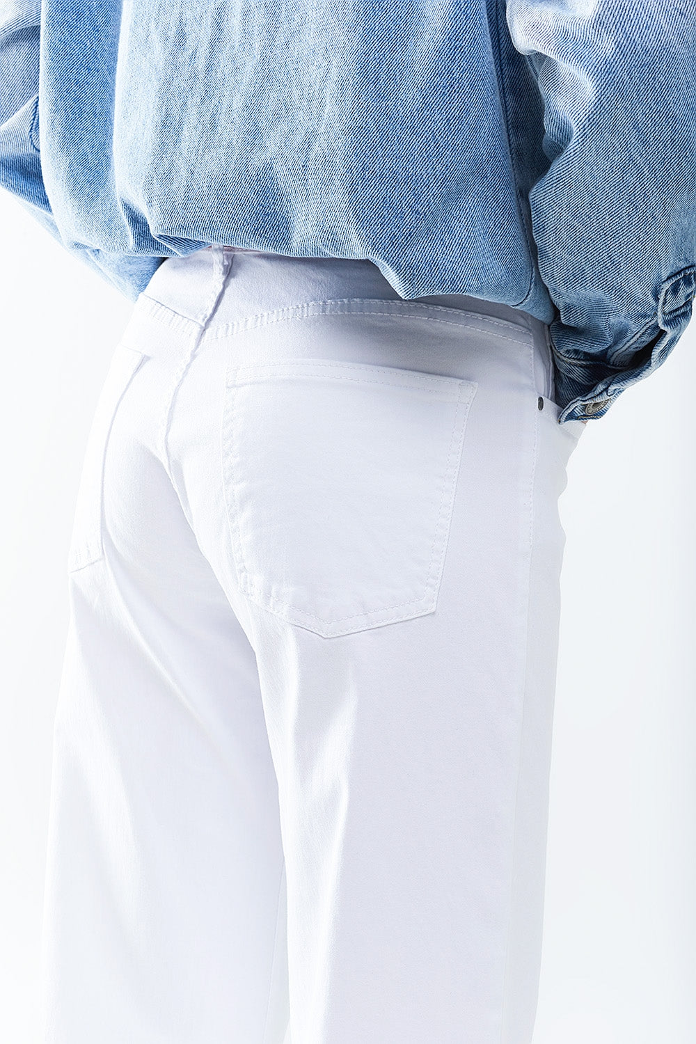 White Straight Pants wide leg