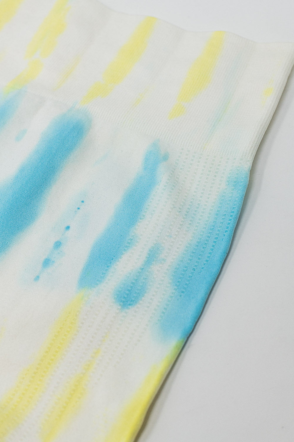 White Tie-Dye Ribbed Seamless Leggings