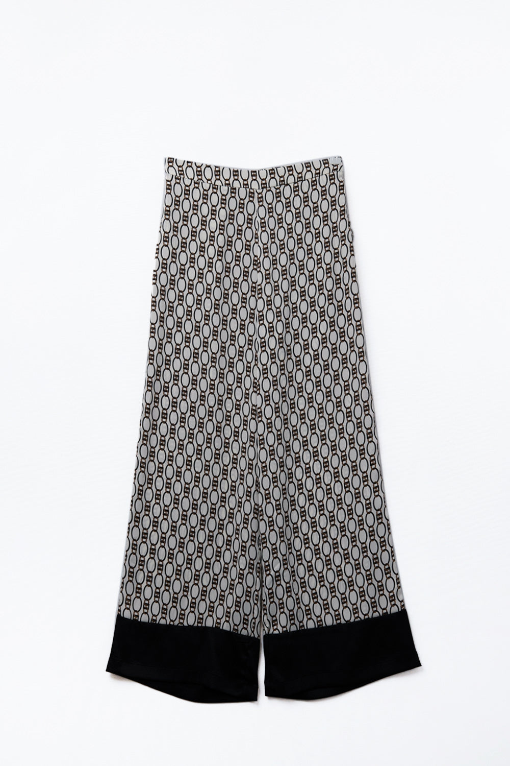 Wide-Leg Printed Pants with Chain Motif