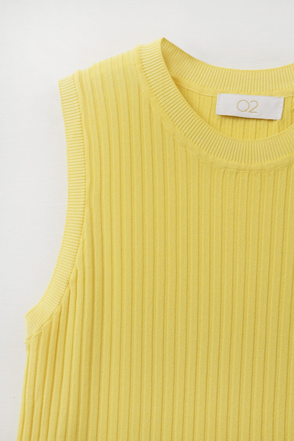 Yellow Sleeveless Ribbed Knit Top