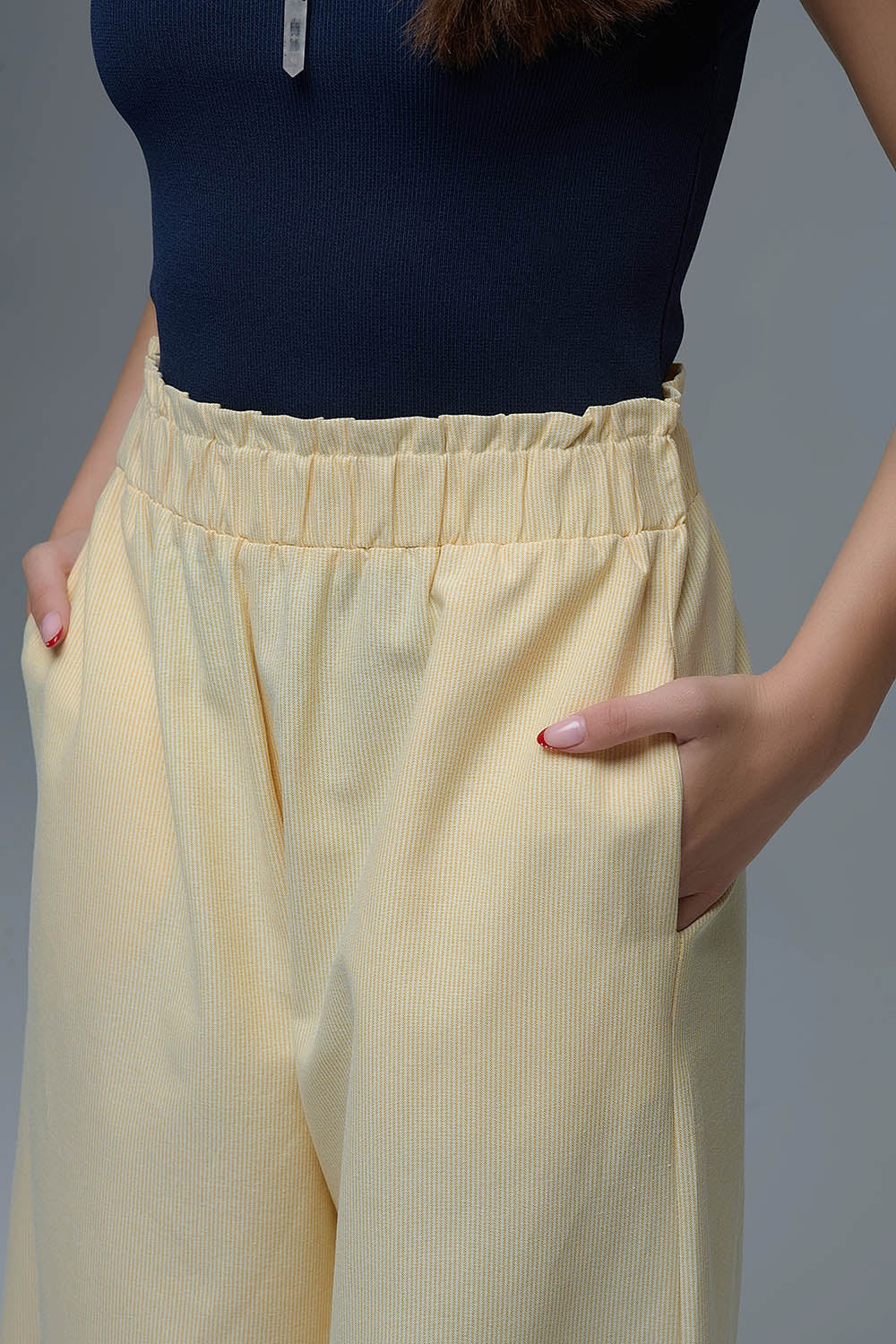 Yellow Striped Palazzo Pants with extra wide leg