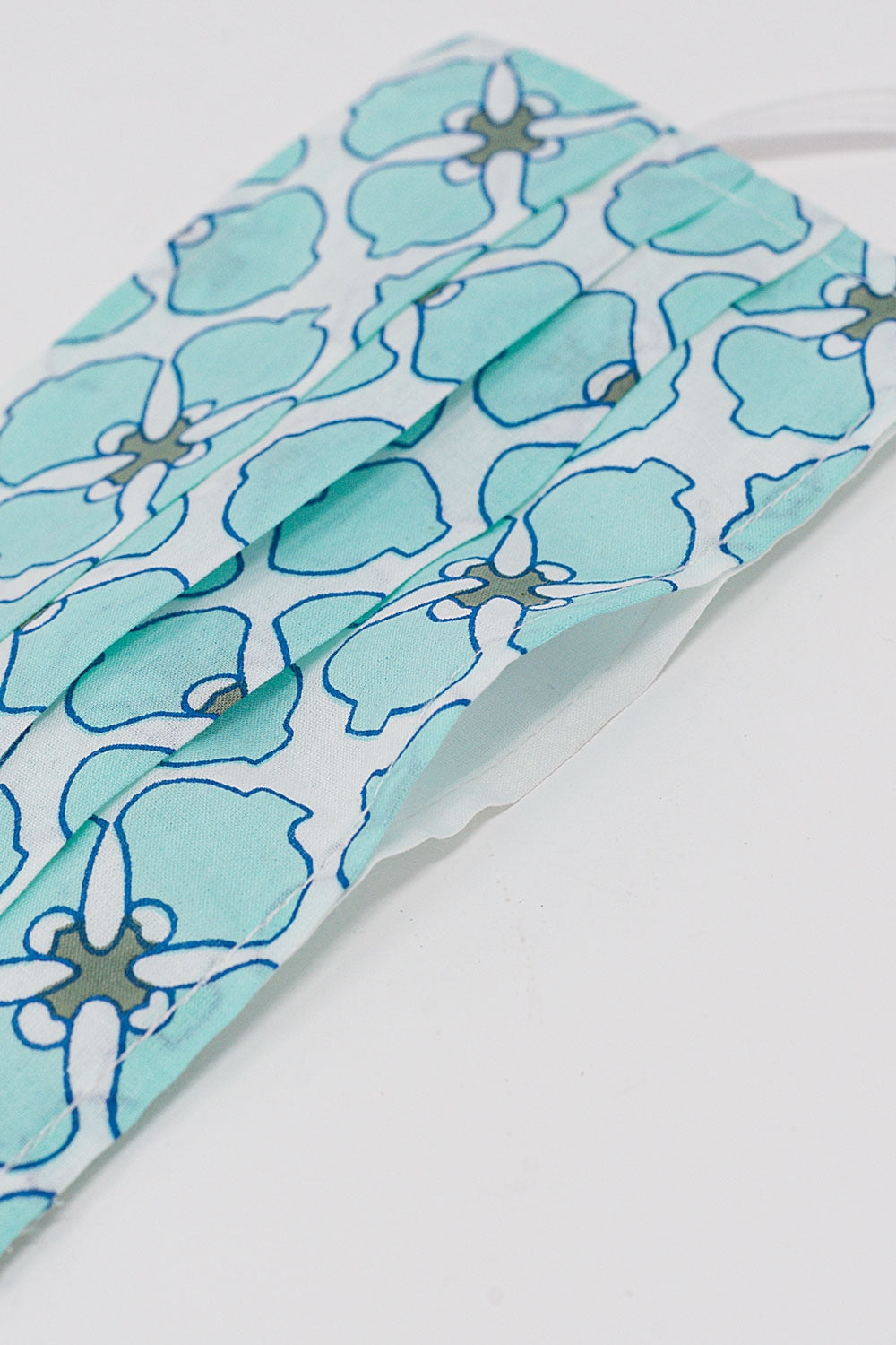 2 PACK organic cotton flower print Mask in green and turquoise