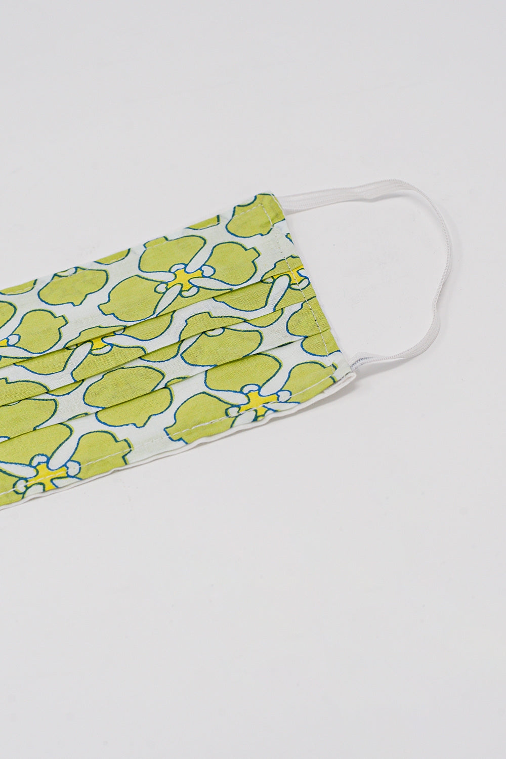 2 PACK organic cotton flower print Mask in green and turquoise