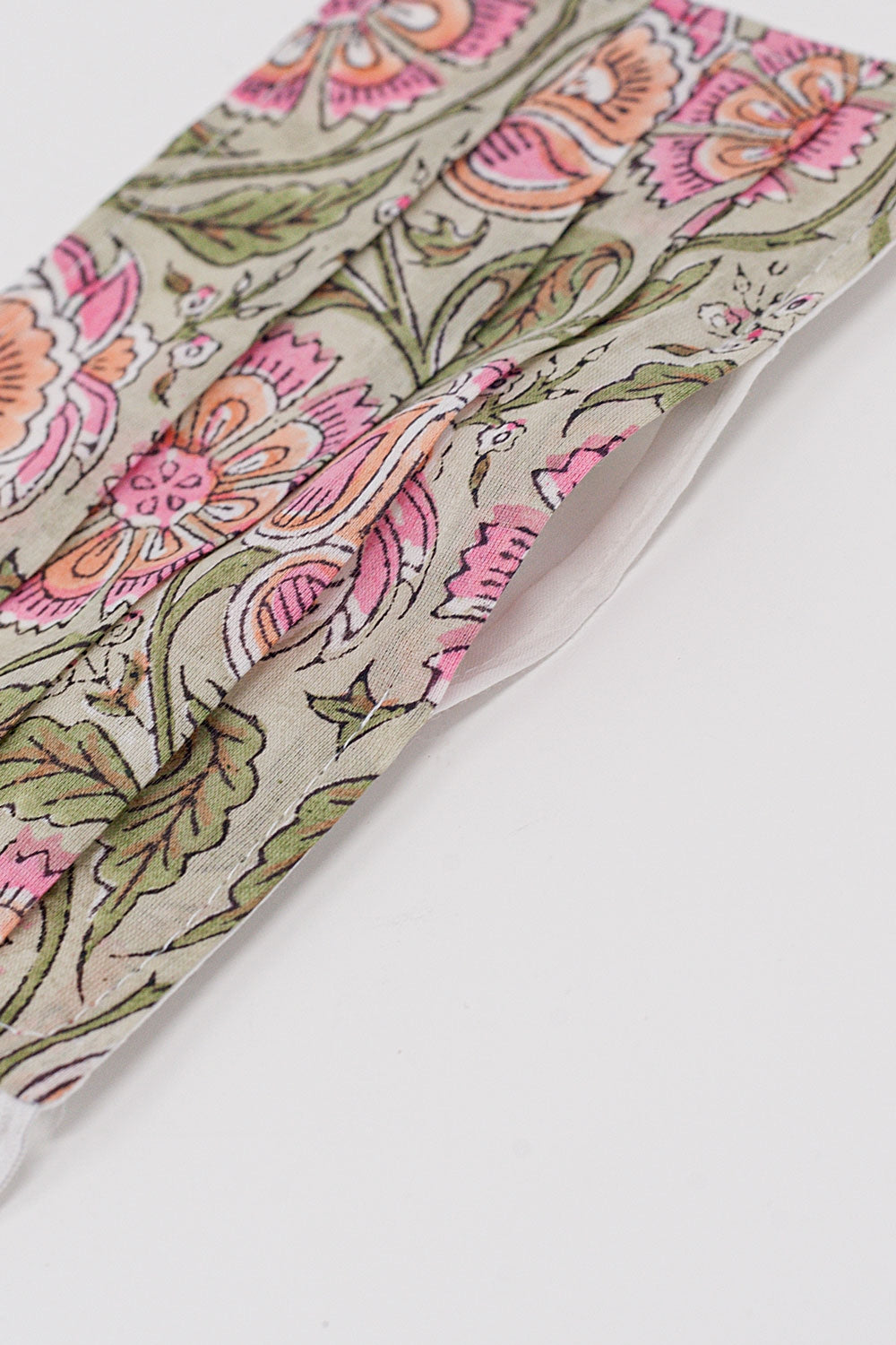 2 PACK organic cotton flower printed green Mask