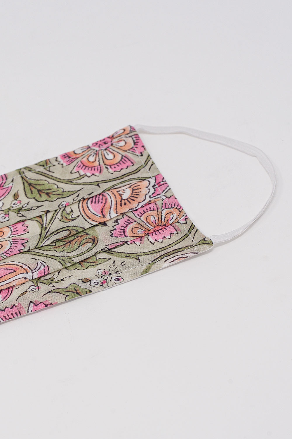 Pack de 2 máscaras verdes estampadas com flores de algodão orgânico