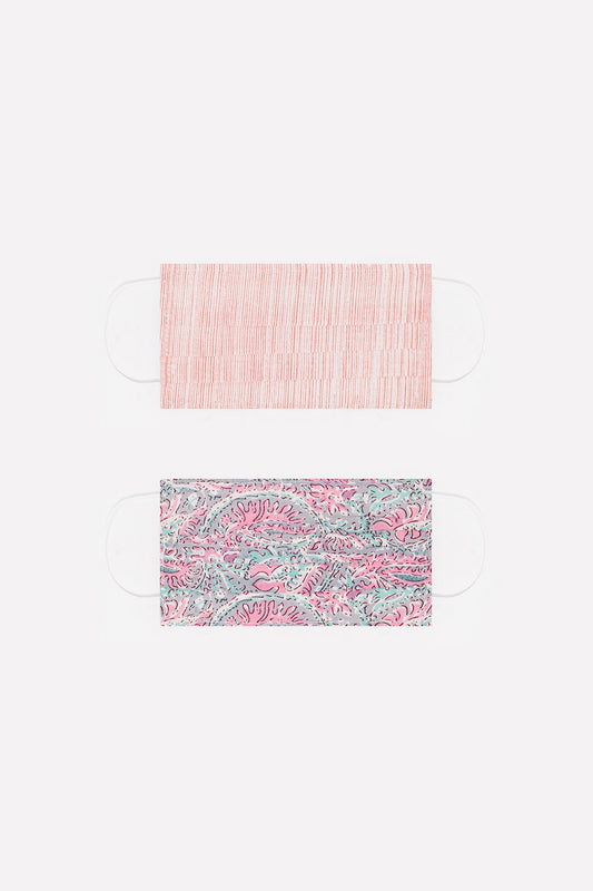 Q2 2 PACK organic cotton printed pink Mask