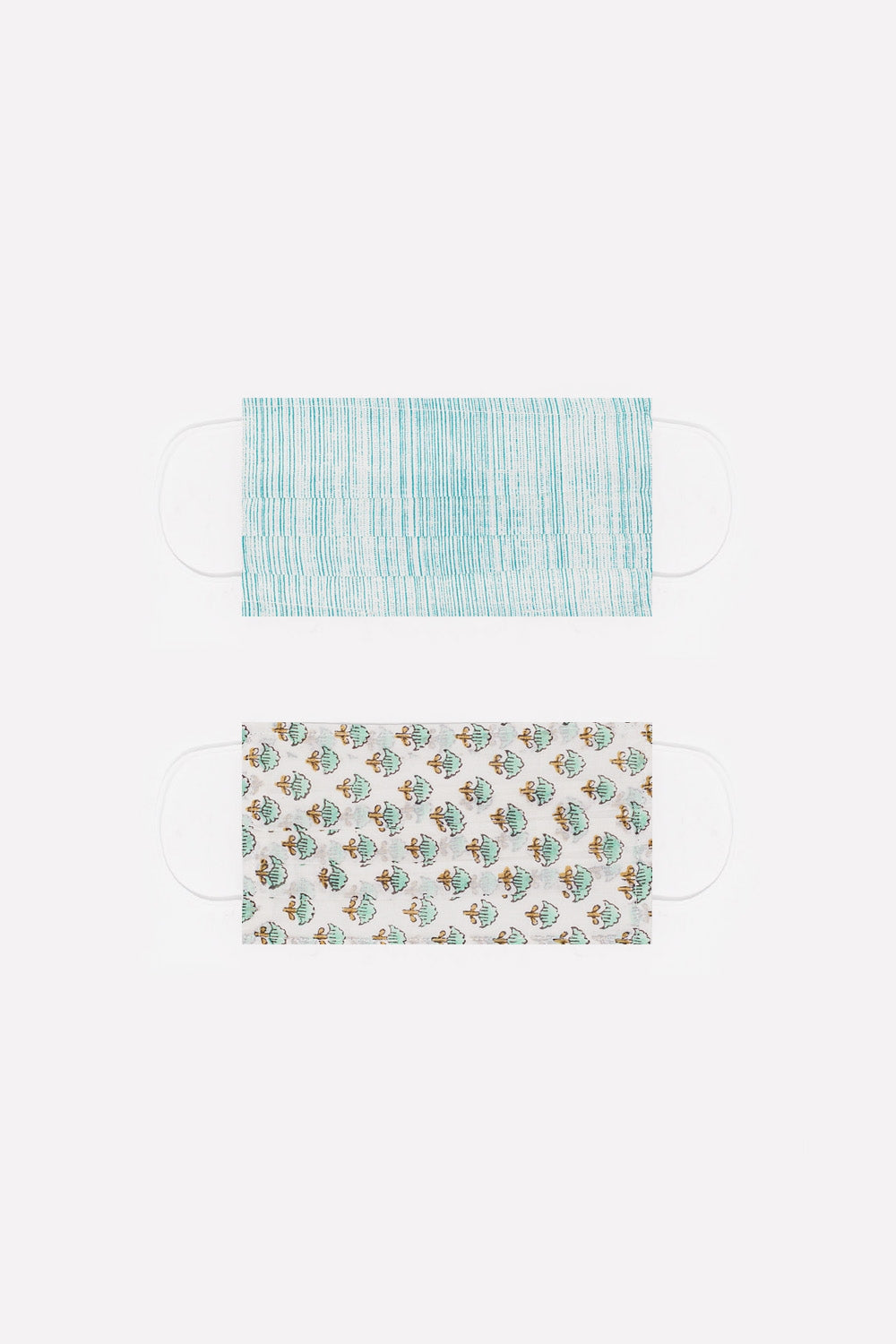 Q2 2 PACK organic cotton printed turquoise Mask