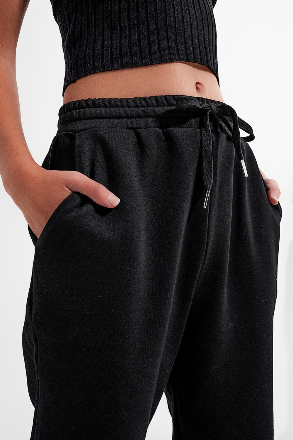 Joggingbroek met verstelbare tailleband in zwart