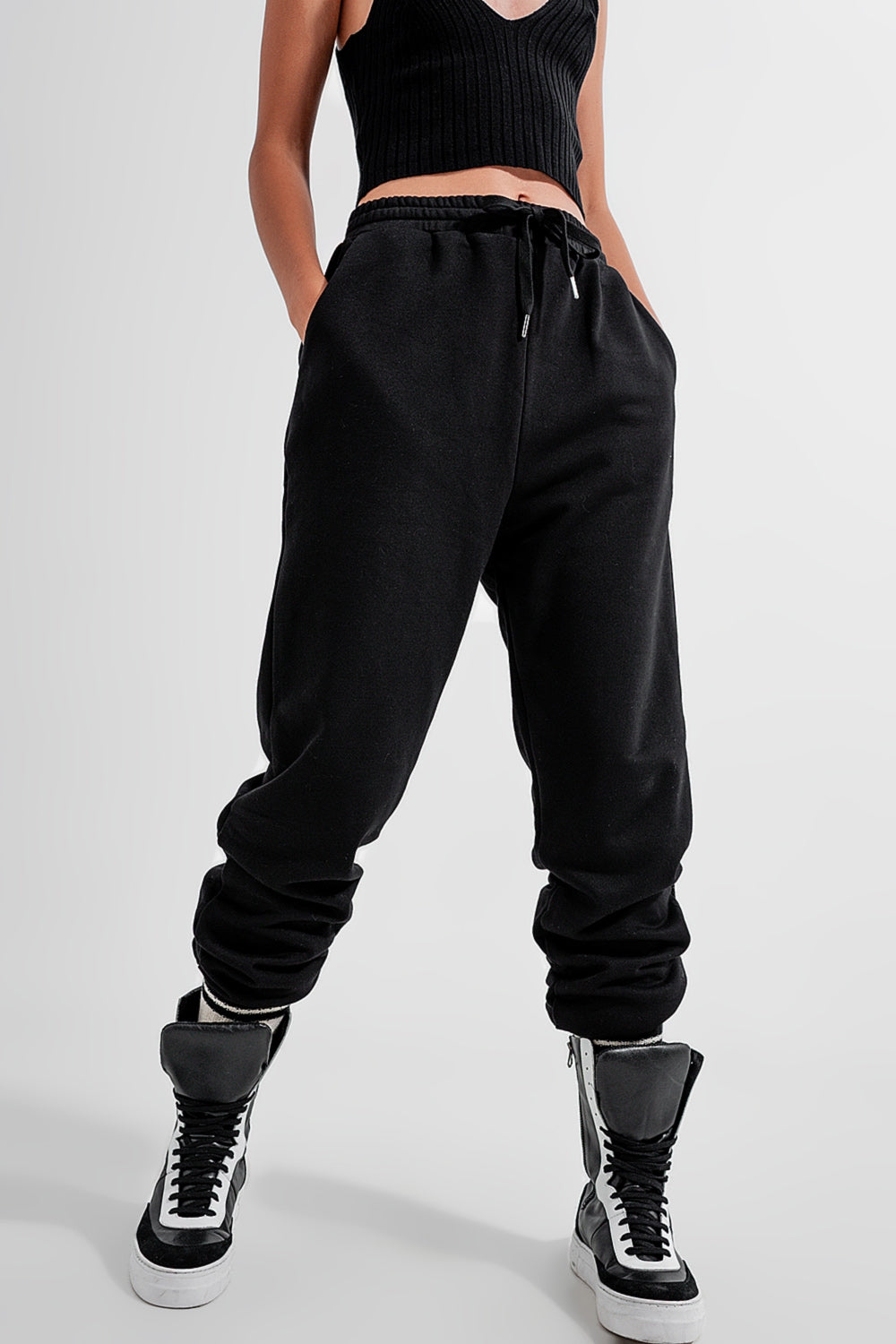 Joggingbroek met verstelbare tailleband in zwart