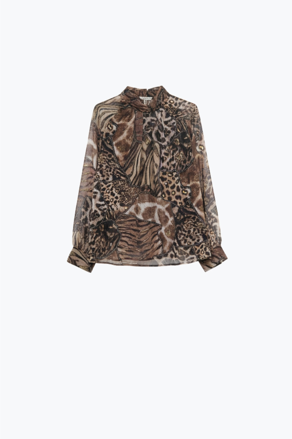 animal print blouse in chiffon fabric