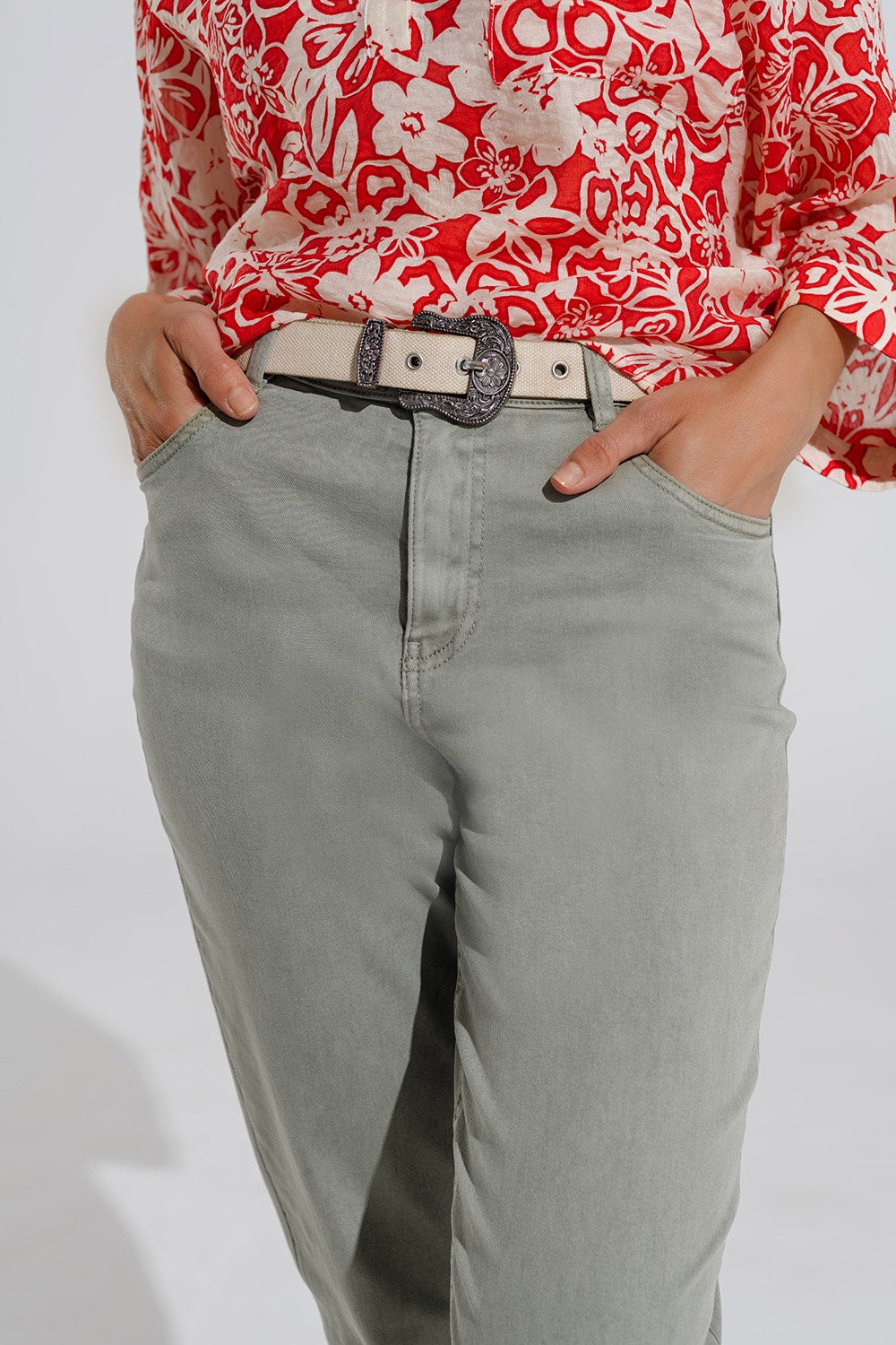 Calça de ganga Skinny Basic na cor Kakhi
