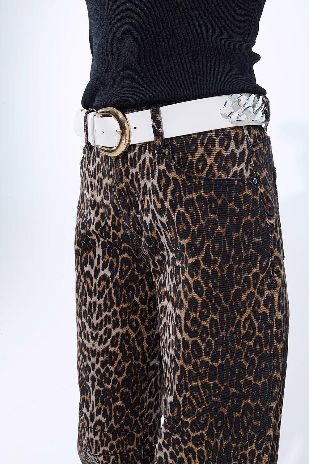 Barrel Leopard Print Jeans