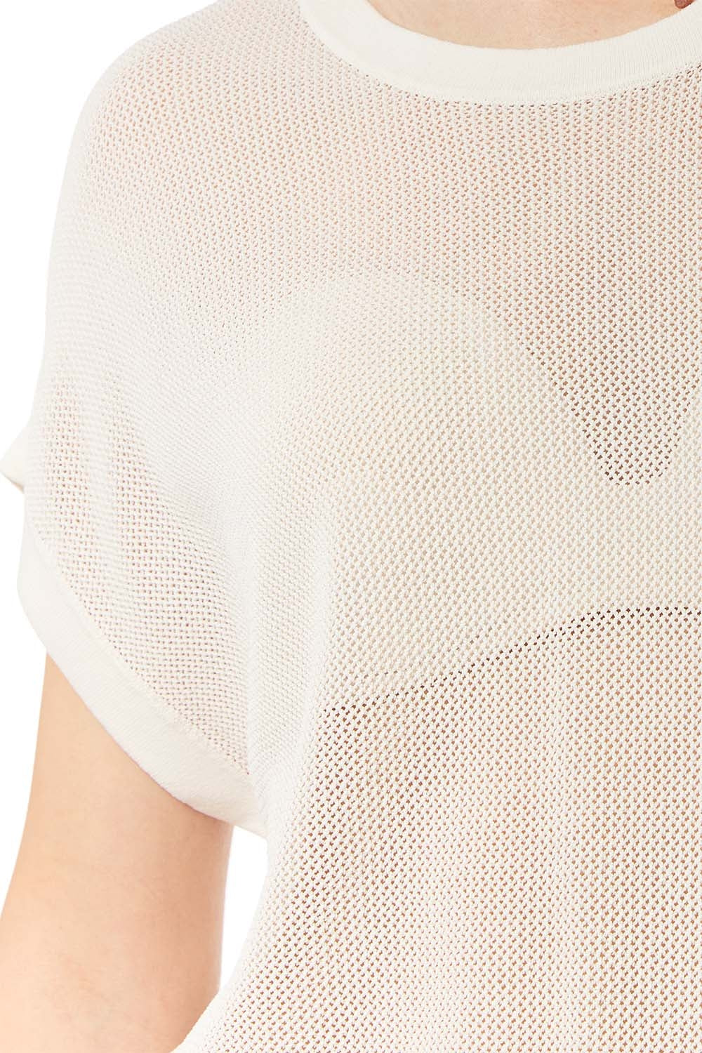 rastergebreide trui in beige kleur