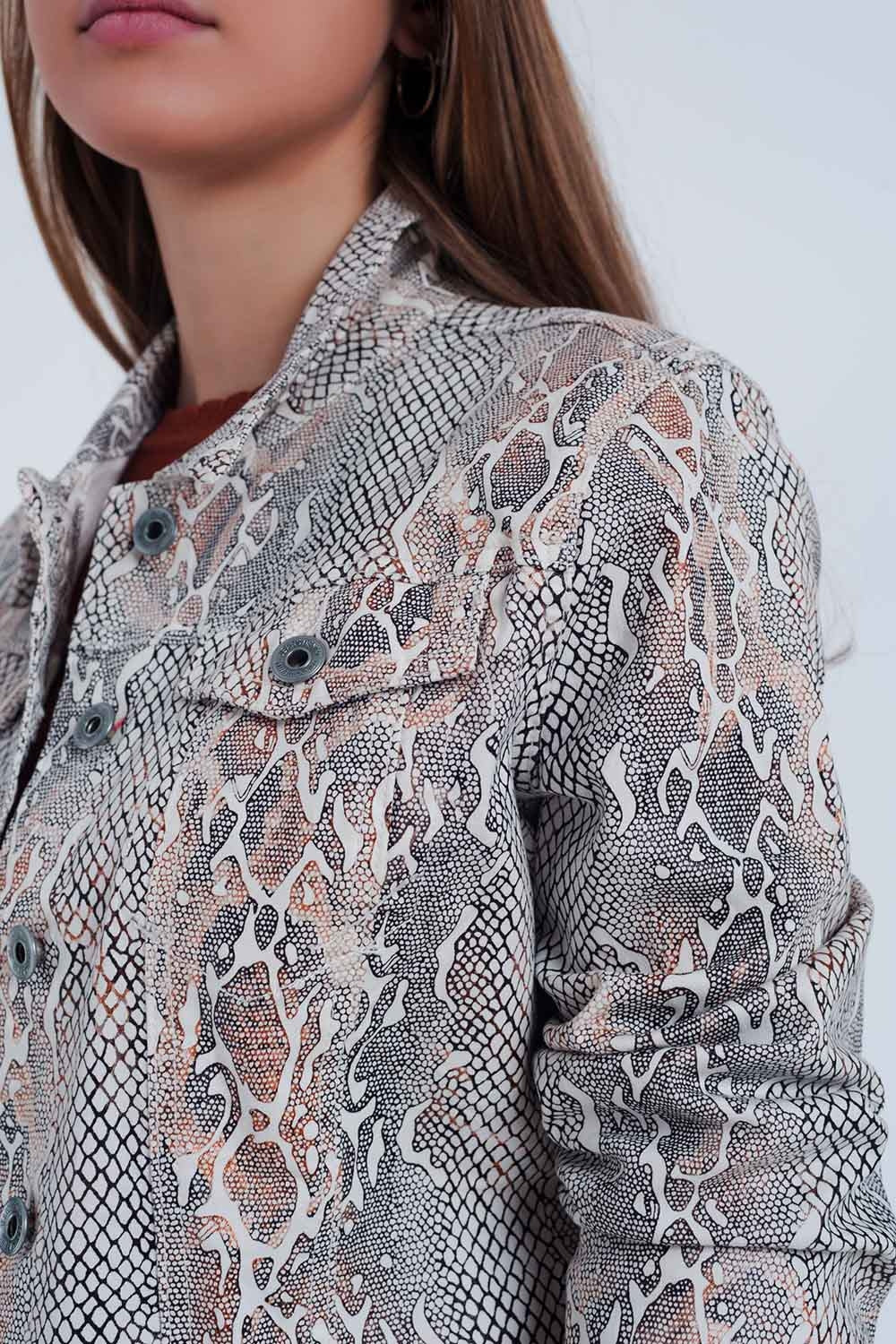 Beige jacket with snake print
