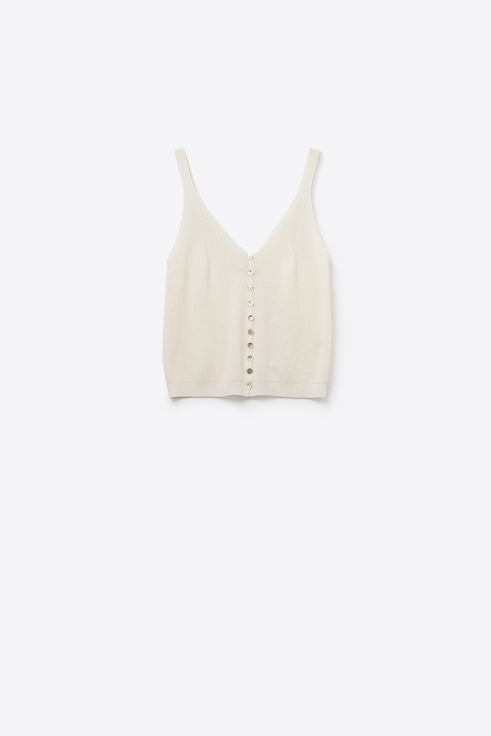 beige Knit Buttoned Crop Top