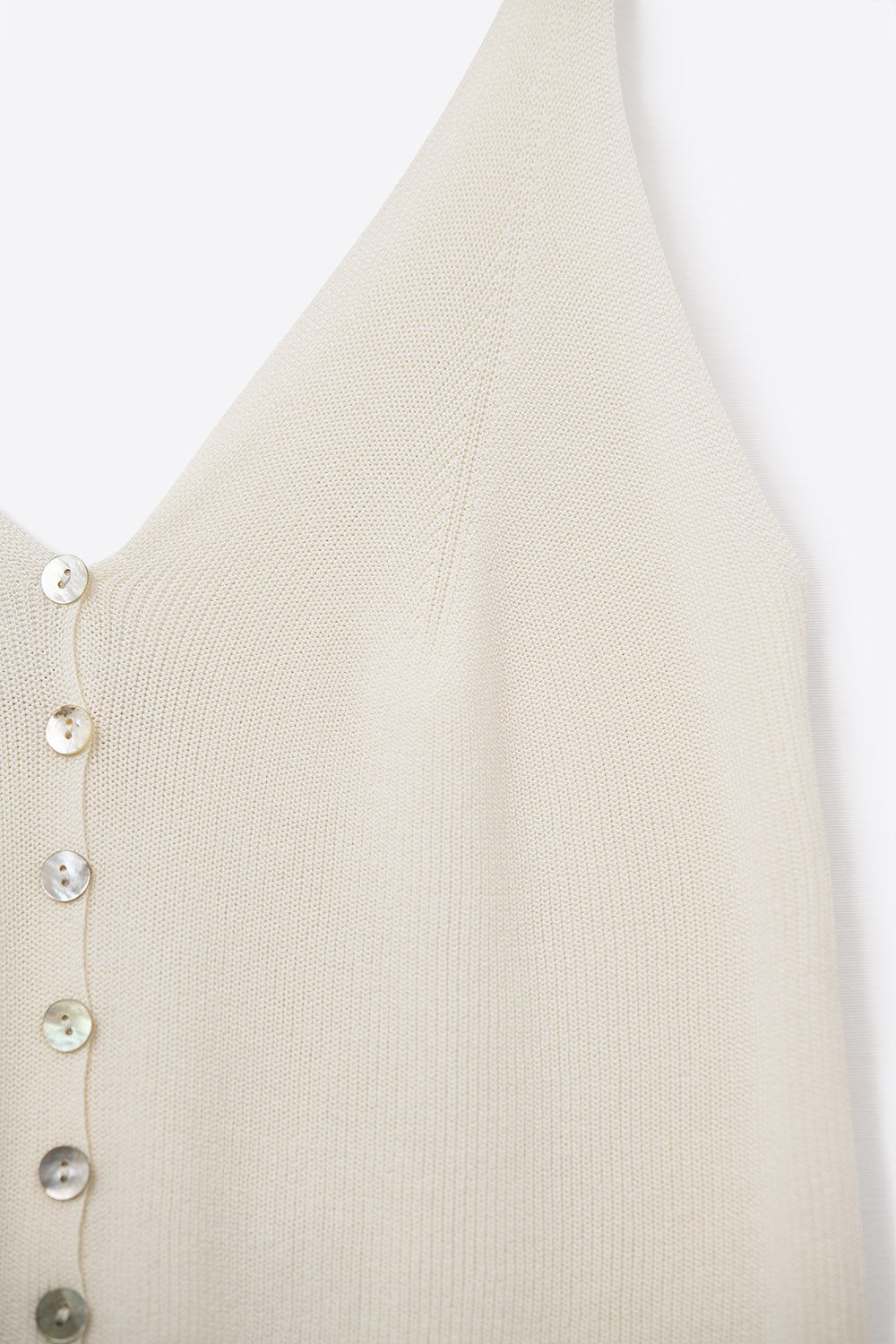 beige Knit Buttoned Crop Top