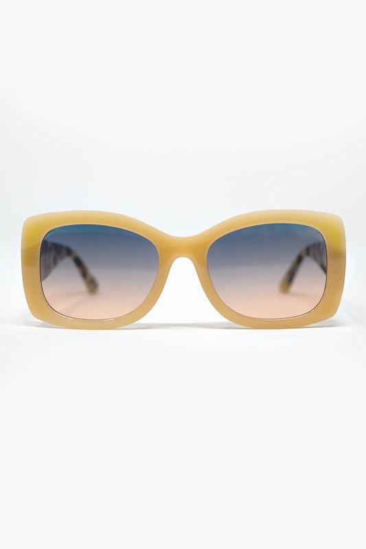 Q2 Beige Oversized Oval Sunglasses in Acetate