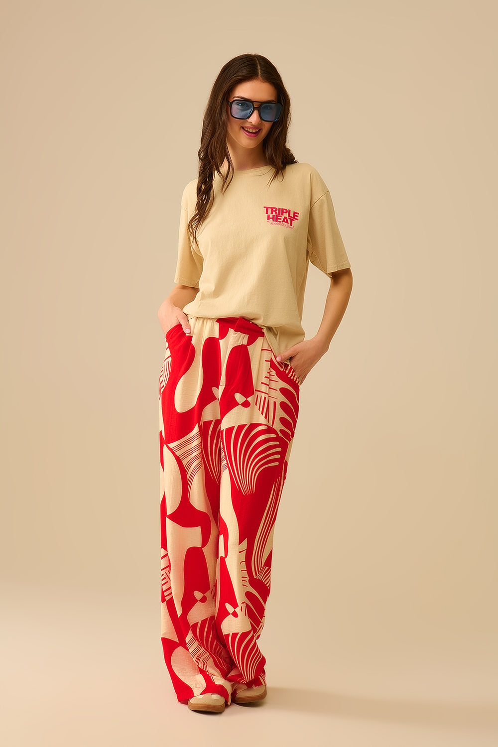 Beige relaxed fit Short Sleeve TRIPLE HEAT T-shirt