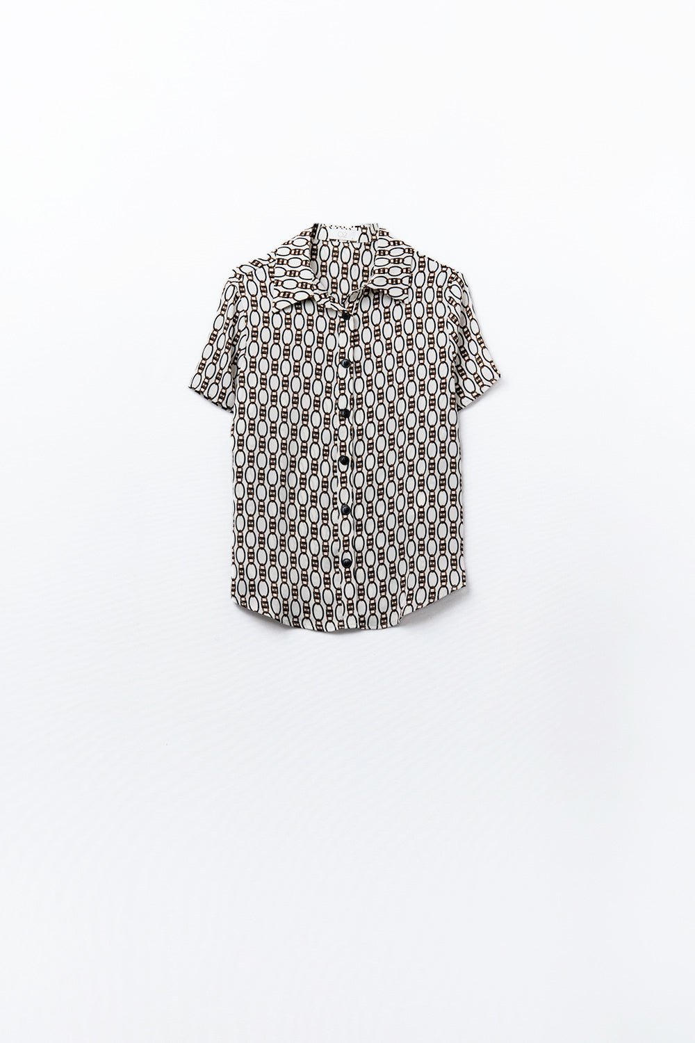 Beige Short-sleeved Chain Print Polo Shirt