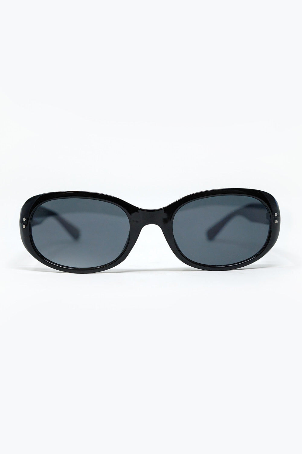 Q2 Black Acrylic Oval Oversized Sunglasses
