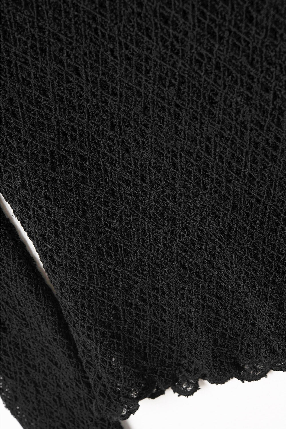 black flared long sleeve t-shirt in lace fabric