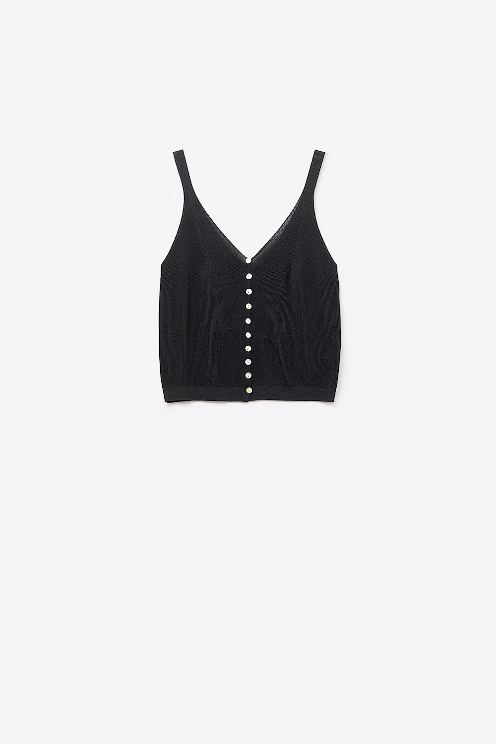 Q2 black Knit Buttoned Crop Top