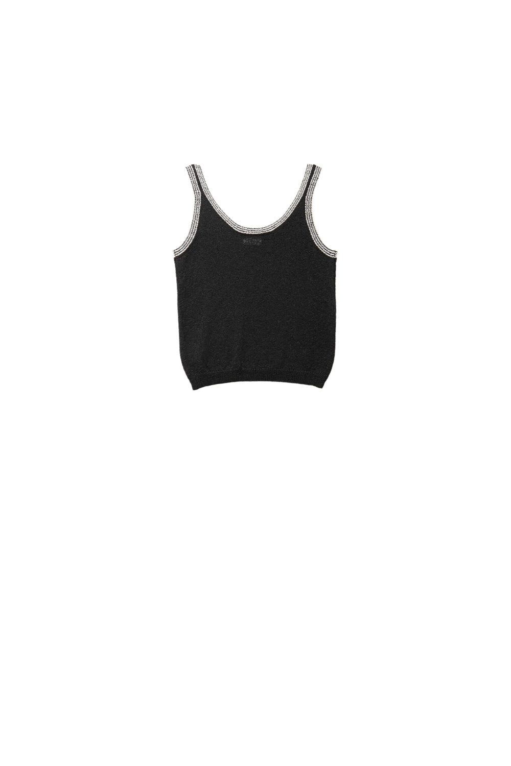 Q2 Black Knit Tank Top with White Trim