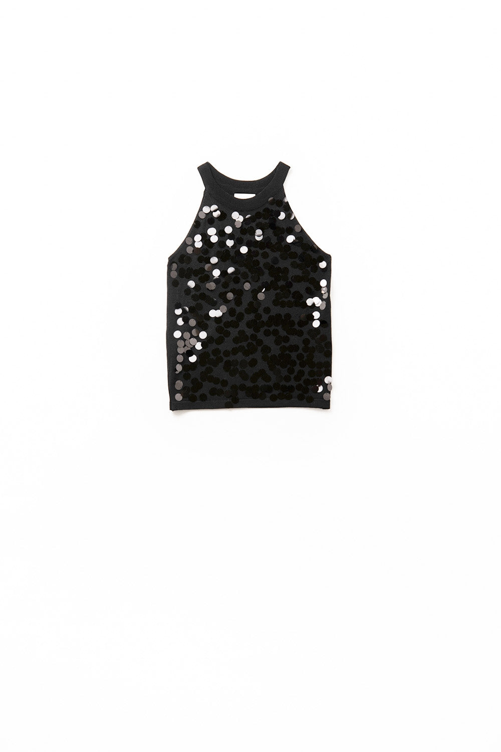 Q2 black knit top with sequin detail