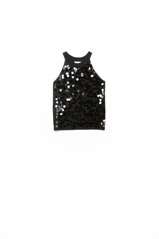 Q2 black knit top with sequin detail