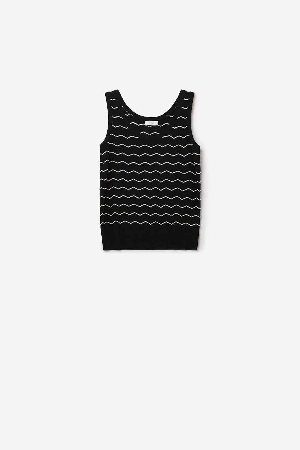 Q2 Black Knitted sweater with Golden Zigzag Pattern