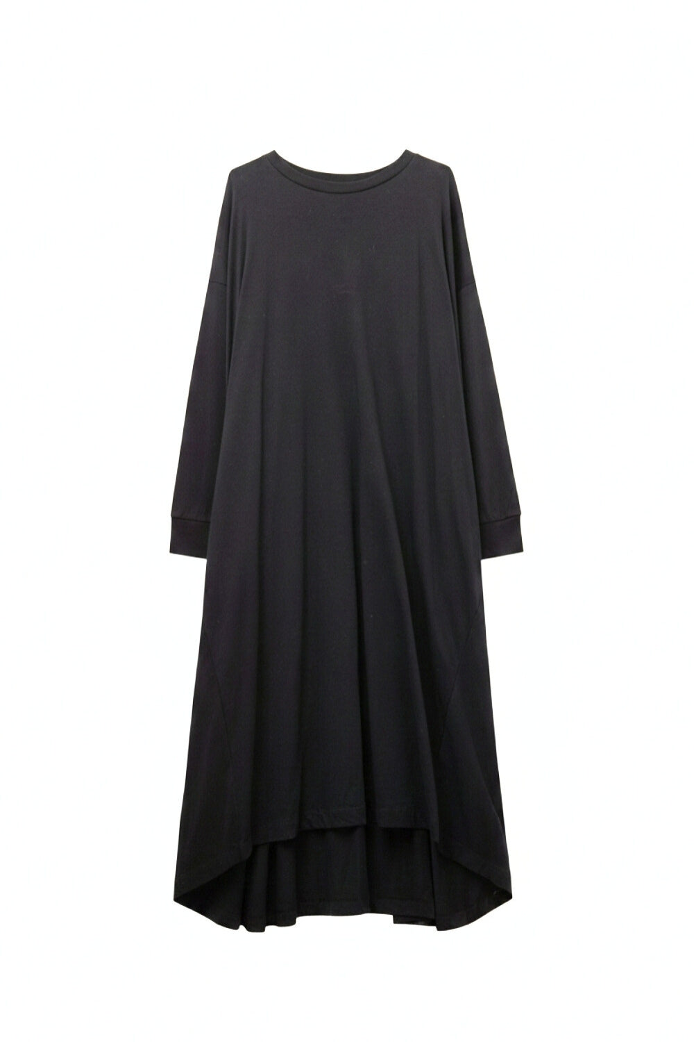 Q2 Black Maxi Dress with Long Sleeves and Asymmetrical Hemline