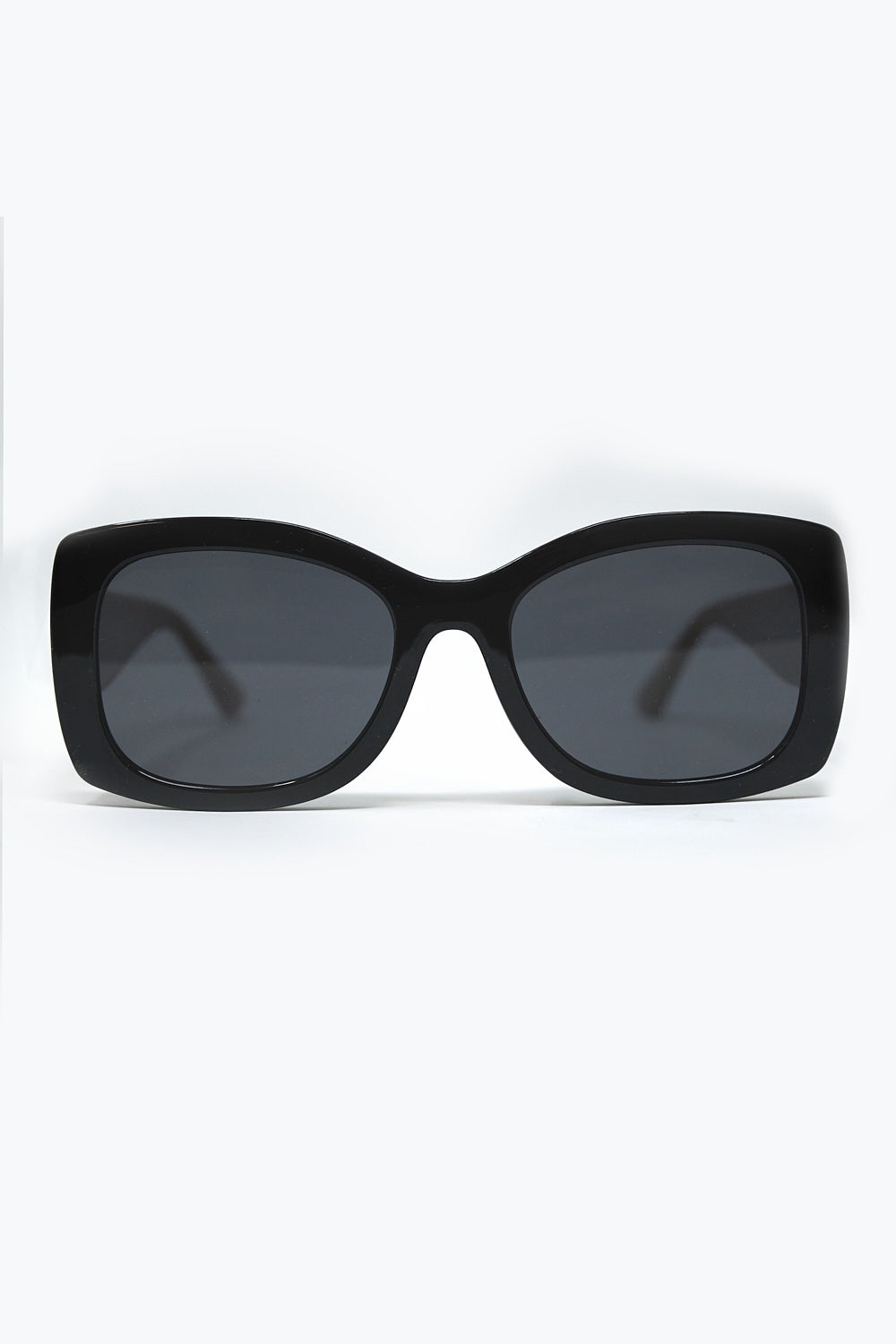 Q2 Black Oversized Oval Sunglasses in Acetate