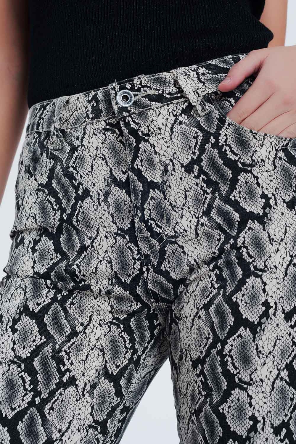 Black pants with snake print