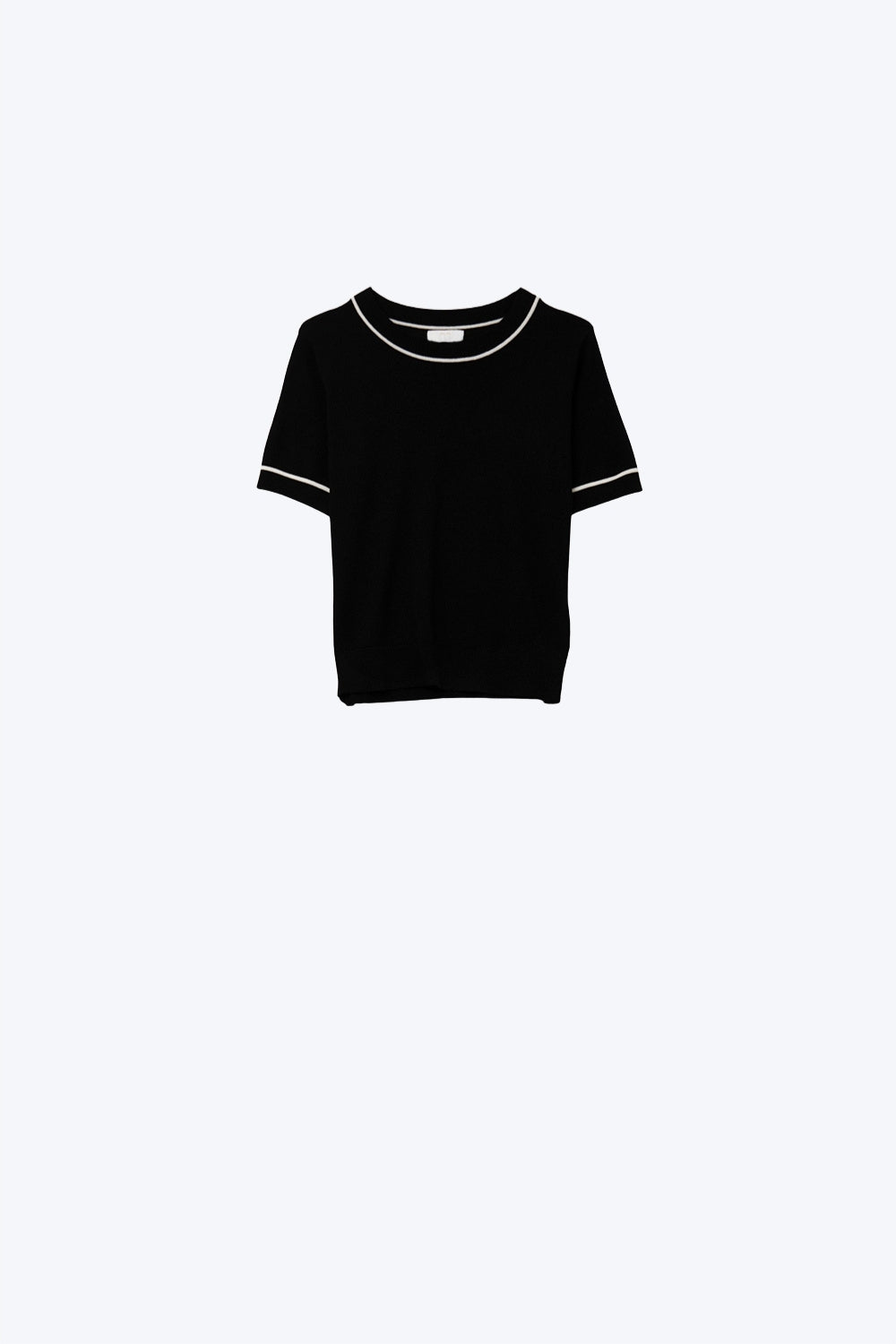 Q2 Black Short Sleeve Knit Top with Contrast Trims