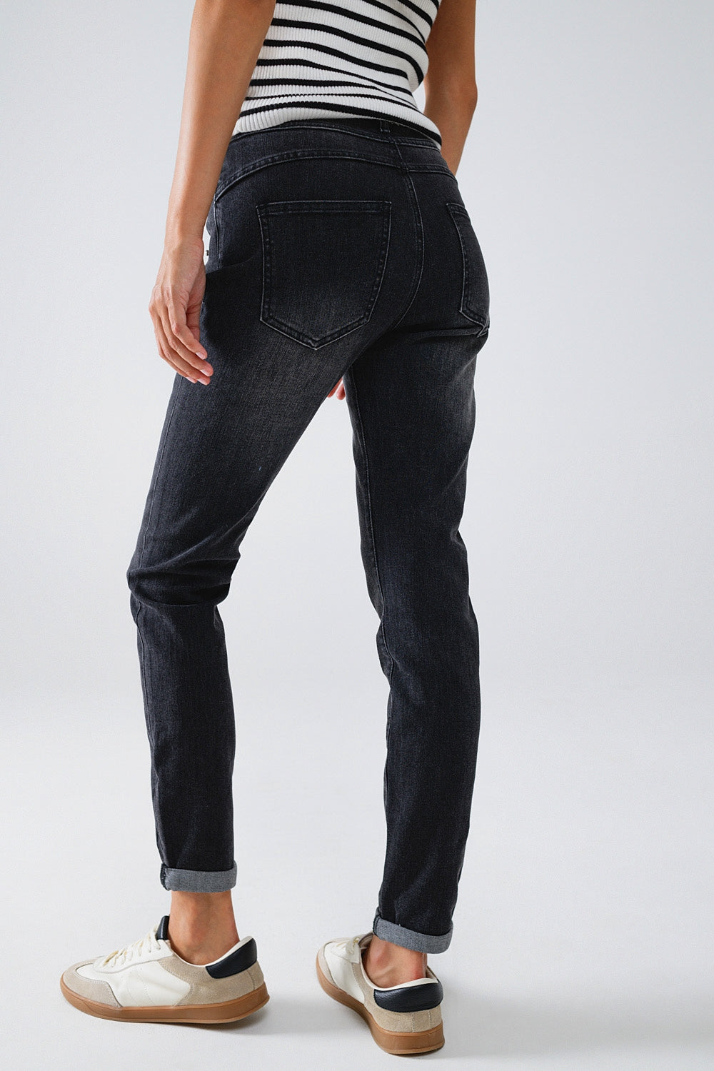 Calça de ganga skinny preta com strass