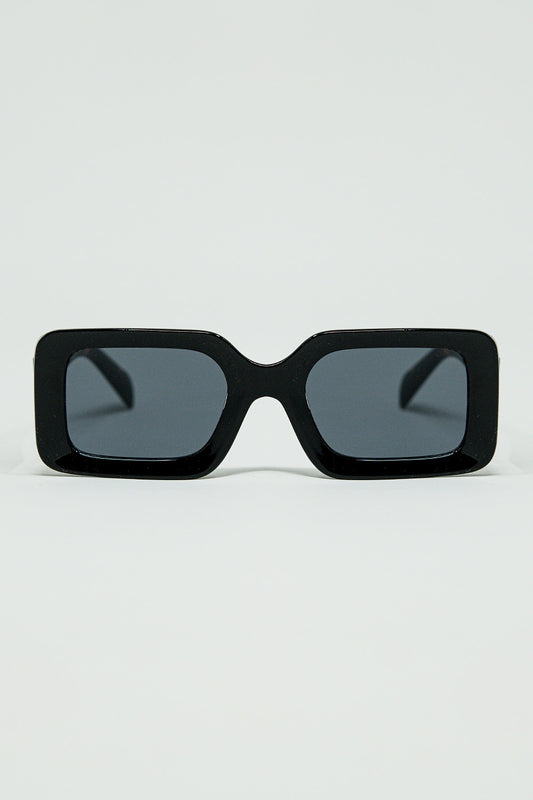 Q2 Black square sunglasses with brown animal print on the side