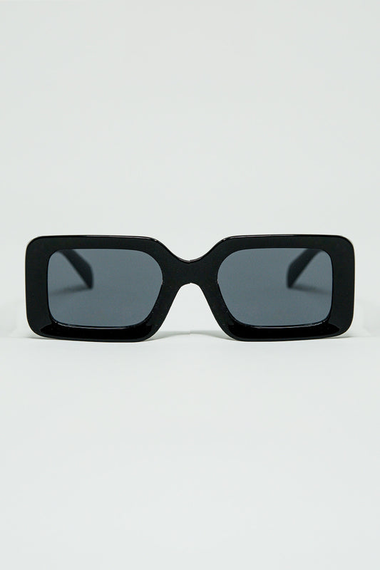 Q2 Black square sunglasses with detail on the side
