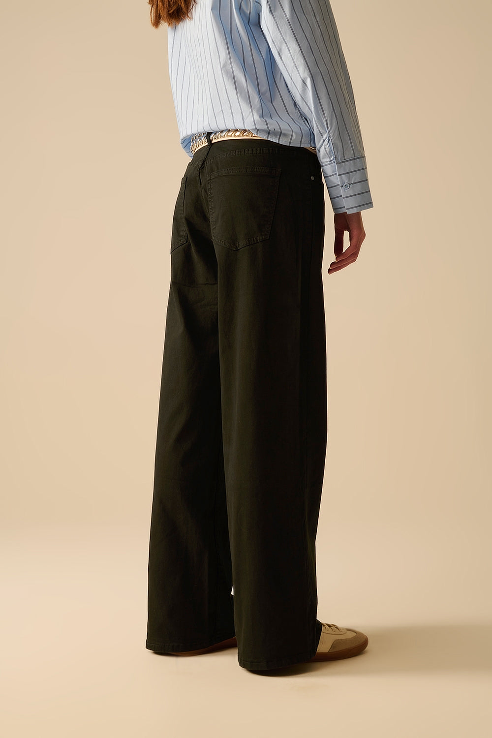 Black Straight Pants wide leg